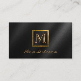 Elegant zwarte gradiënt Square Gold monogram Notar Visitekaartje