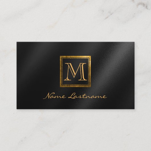 Elegant zwarte gradiënt Square Gold monogram Notar Visitekaartje (Voorkant)