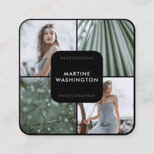 Elegant zwarte grensfotograaf modern minimaal vierkante visitekaartje