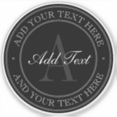 Elegant zwarte grijze bewerkbare tekst transparant sticker (Voorkant)