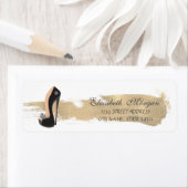 Elegant zwarte hoge niveaus, goudpenseelstreek etiket (Insitu)