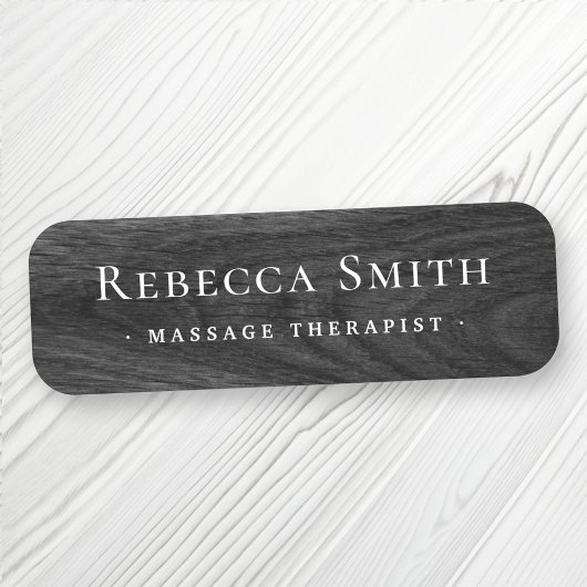 Elegant zwarte houtkorrel: naam en titel naamplaatje
