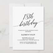 Elegant zwarte kalligrafie 18e verjaardag kaart (Voorkant)