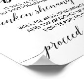 Elegant zwarte kalligrafie Attentie open balk Sign Poster (Hoek)