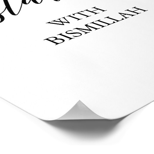 Elegant zwarte kalligrafie Begin met Bismillah Poster (Hoek)