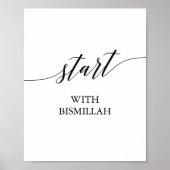 Elegant zwarte kalligrafie Begin met Bismillah Poster (Voorkant)