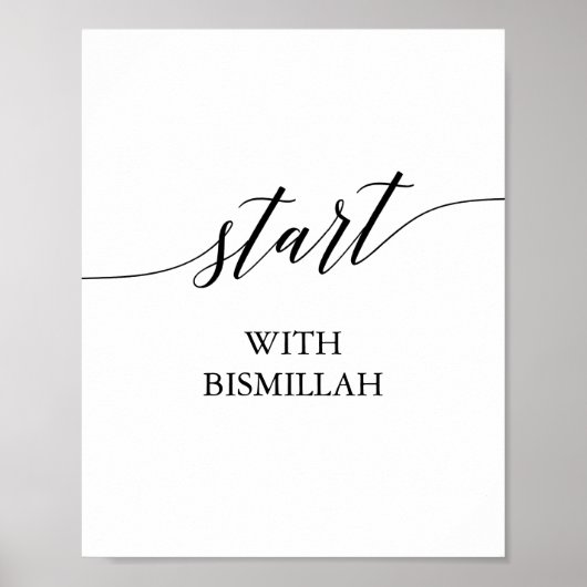 Elegant zwarte kalligrafie Begin met Bismillah Poster (Voorkant)