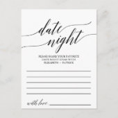Elegant zwarte kalligrafie Datum nacht ideale Kaar Briefkaart (Voorkant)