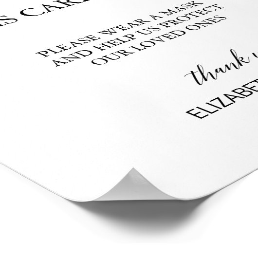 Elegant zwarte kalligrafie Draag een maskerteken Poster (Hoek)