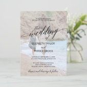 Elegant zwarte kalligrafie | Faded-fotoweddenschap Kaart (Staand voorkant)