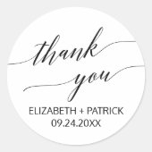 Elegant zwarte kalligrafie Hartelijk dank voor uw  Ronde Sticker (Voorkant)