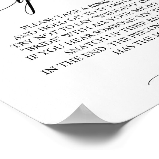 Elegant zwarte kalligrafie het teken van het spel  poster (Hoek)