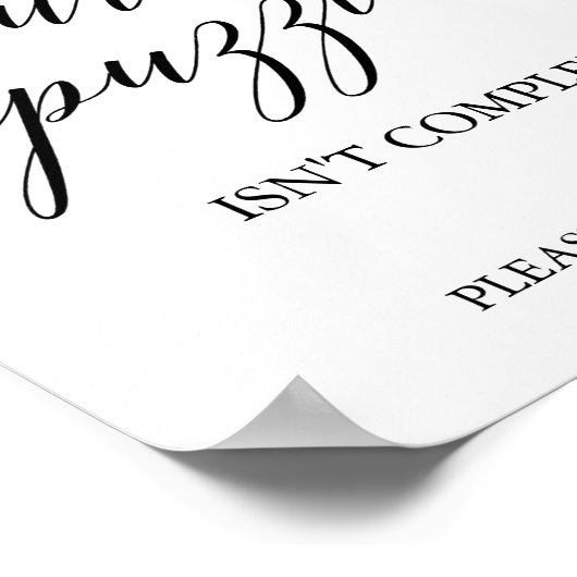 Elegant zwarte kalligrafie Puzzle Guestbook Sign Poster (Hoek)