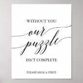 Elegant zwarte kalligrafie Puzzle Guestbook Sign Poster (Voorkant)
