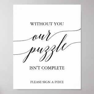 Elegant zwarte kalligrafie Puzzle Guestbook Sign Poster