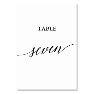 Elegant zwarte kalligrafie Tabel zeven tabelnummer Kaart