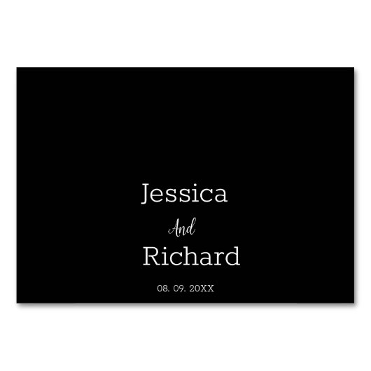 Elegant zwarte kalligrafie trouwlijstnummer kaart (Achterkant)