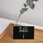 Elegant zwarte kalligrafie trouwlijstnummer kaart