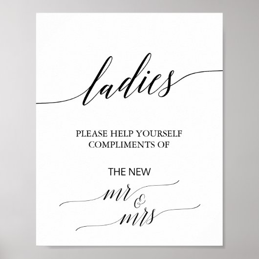 Elegant zwarte kalligrafie voor dames in badkamer poster (Voorkant)