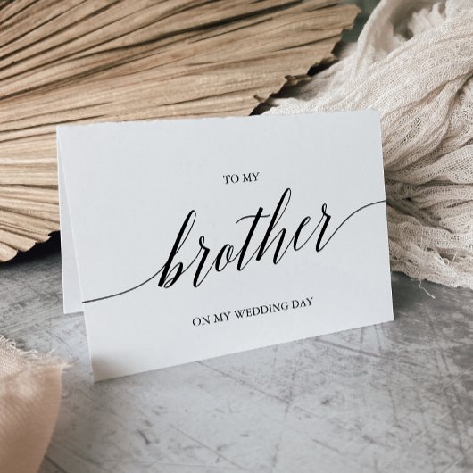 Elegant zwarte kalligrafie voor mijn broer kaart