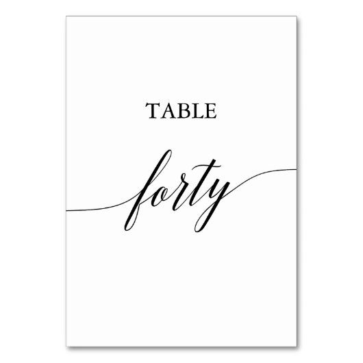 Elegant zwarte kalligrafietnummer Veertig Kaart (Voorkant)