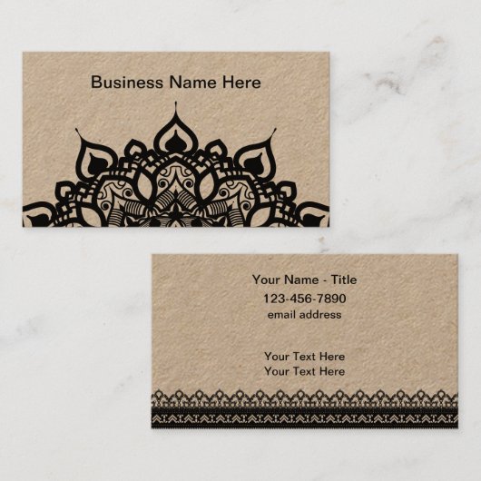 Elegant zwarte kant grafische Visitekaartjes (Voorkant / Achterkant)