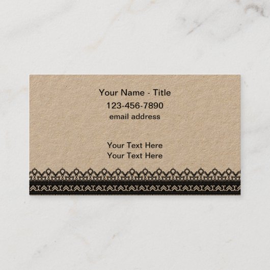 Elegant zwarte kant grafische Visitekaartjes (Achterkant)