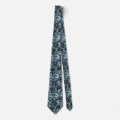 Elegant Zwarte Kant Op Blauwe Achtergrond Stropdas (Voorkant)