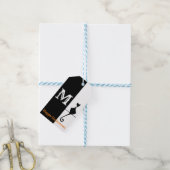 Elegant zwarte kat met Initiaal Klassiek Cadeaulabel (Met Touw)