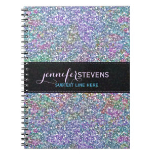 Elegant zwarte kleurrijke Paarse glitter & Sparkle Notitieboek