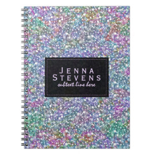 Elegant zwarte kleurrijke Paarse glitter & Sparkle Notitieboek