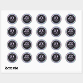 Elegant zwarte kleurrijke Paarse glitter & Sparkle Ronde Sticker (Vel)