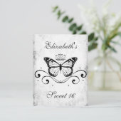 Elegant zwarte koninklijke vlinder zoet 16 kaart (Staand voorkant)