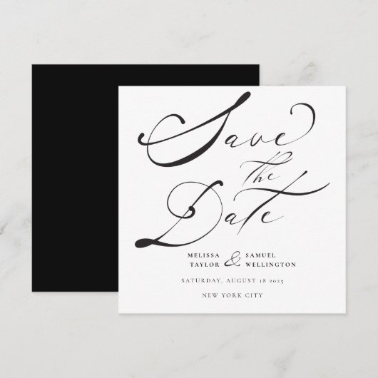 Elegant Zwarte Krachtige Calligrafie Scriptie Brui Save The Date (Voorkant / Achterkant)