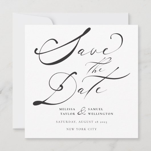 Elegant Zwarte Krachtige Calligrafie Scriptie Brui Save The Date (Voorkant)