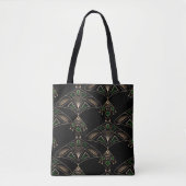 Elegant zwarte kunst deco abstracte juwelen gouden tote bag (Voorkant)
