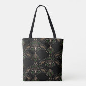 Elegant zwarte kunst deco abstracte juwelen gouden tote bag (Achterkant)