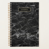 Elegant zwarte marmer met naam planner (Voorkant)