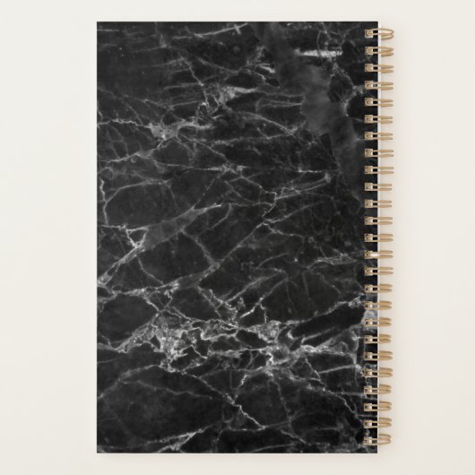 Elegant zwarte marmer met naam planner (Achterkant)