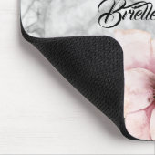 Elegant zwarte marmer roze Floral met naam Muismat (Hoek)