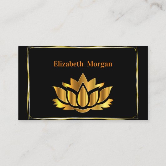 Elegant zwarte moderne goudbloem visitekaartje (Voorkant)