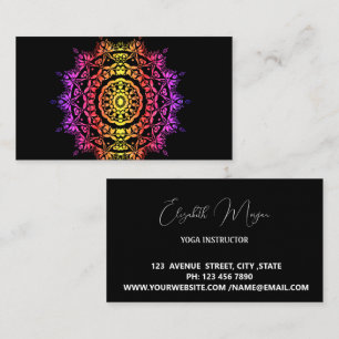 Elegant zwarte ombre mandala yoga visitekaartje