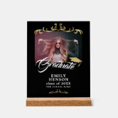Elegant Zwarte Ornamenten Afstudeerder Afstuderen  Acryl Bord (Voorkant)