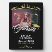 Elegant Zwarte Ornamenten Afstudeerder Afstuderen  Fotoplaat (voorkant)