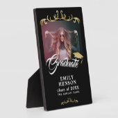 Elegant Zwarte Ornamenten Afstudeerder Afstuderen  Fotoplaat (Zijkant)