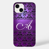 ELEGANT ZWARTE PAARSE DAMASKMONOGRAM Case-Mate iPhone CASE (Achterkant)