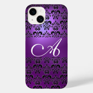 ELEGANT ZWARTE PAARSE DAMASKMONOGRAM Case-Mate iPhone CASE
