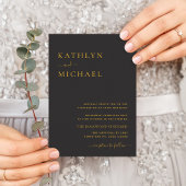 Elegant zwarte QR-code in één moderne bruiloft Uitnodiging Briefkaart