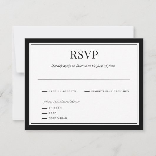 Elegant zwarte rand | Weddenschapssenkaart Bedankkaart (Voorkant)