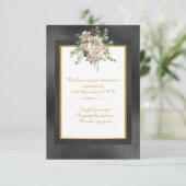 ELEGANT ZWARTE RELIËF LAAG FLORALE Aangepaste RSVP (Staand voorkant)